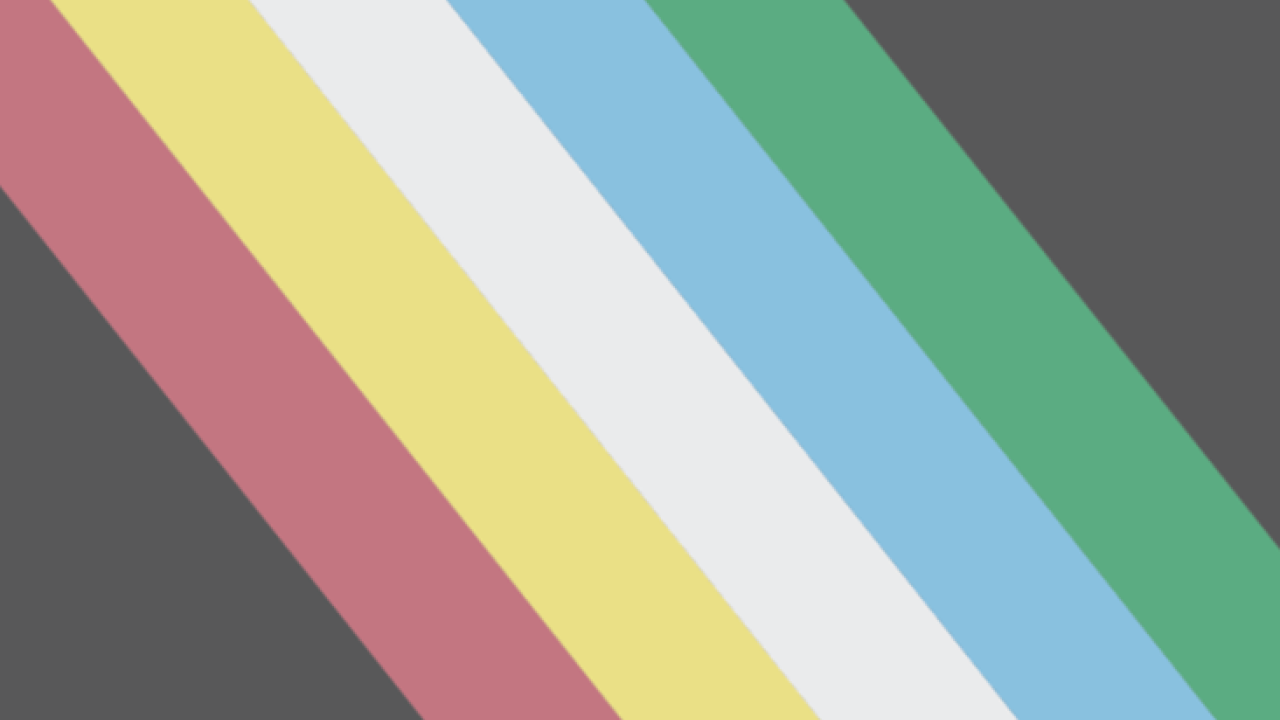 Image of the disability pride flag, diagonal stripes of soft red, yellow, white, blue, and green on a brown backgroun